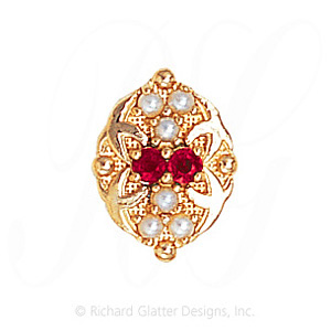 GS528 R/PL - 14 Karat Gold Slide with Ruby center and Pearl accents 